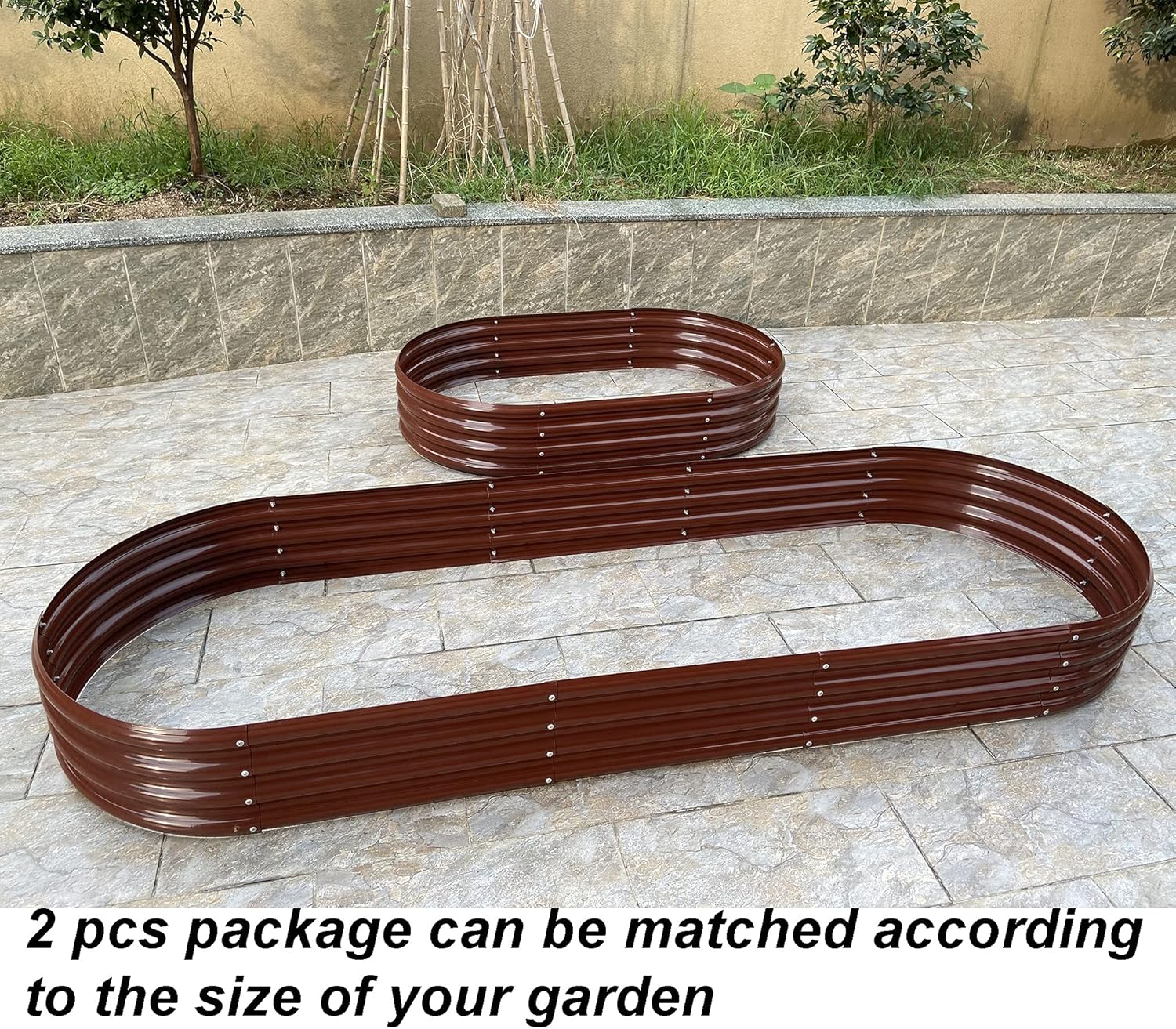 Aozora 2 Pcs Metal Raised Garden Bed,7-ft Planter Raised Beds Garden,Galvanized Raised Garden Beds for Vegetables Flower Herb (Brown) : Patio, Lawn & Garden