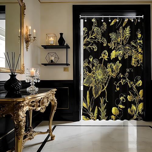 Miniatura 32 de Cortina de ducha azul marino de bosque Cortina de ducha azul oscuro de montaña y naturaleza para decoración de baño de hombres, tela impermeable con