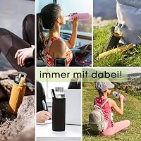 LIVONDO Üveg Kulacs 0,5 Literes Rozsdamentes Acél Csavaros Kupakkal és Neoprén Tokkal, Mosogatógépben Mosható, Sárga 3