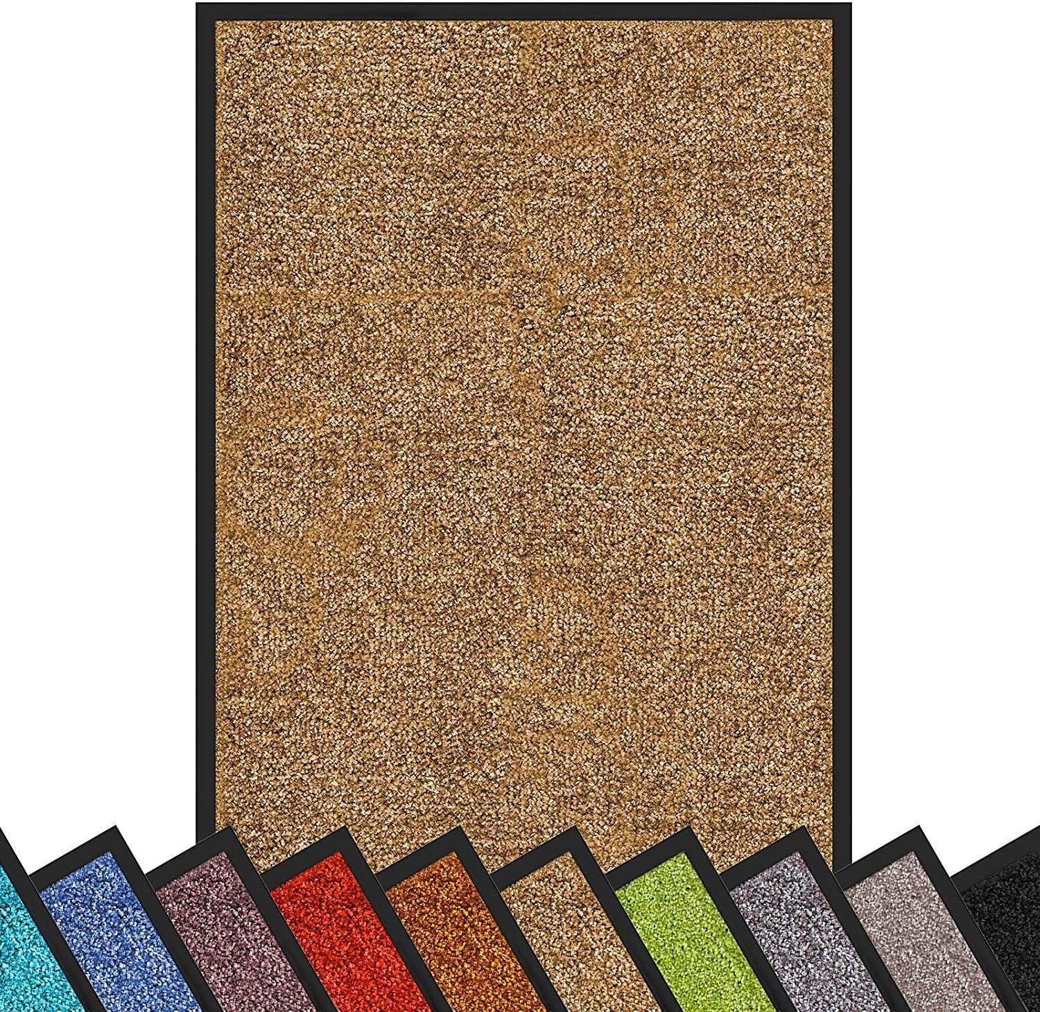 casa pura Dirt Trapper Mats – Hypoallergenic, Dust Proof Front Door Mat | Lasting Colour Pop Inside or Outside | Massive Range | Beige - 120x180cm