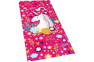 Love Unicorn Beach Towel Pink Fantasy Rainbow 30 x 60 inches 100% Cotton Velour