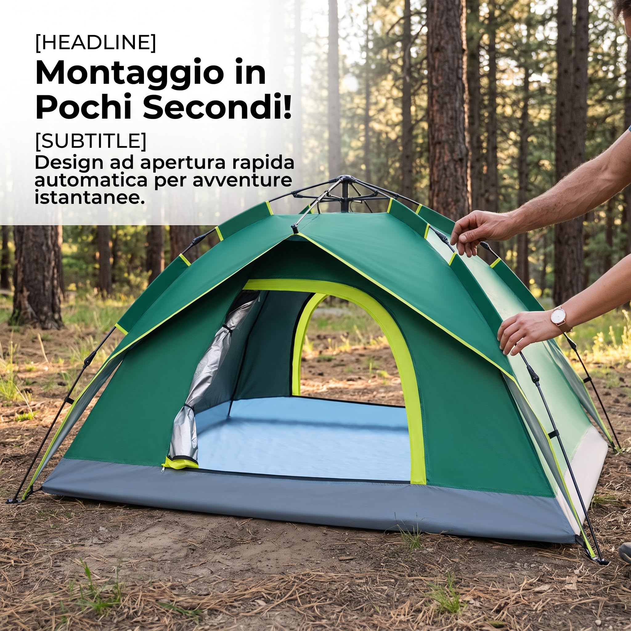 Zelt für 3-4 Personen – Automatisches Camping Zelt, Wasserdichtes Doppelwand-Kuppelzelt