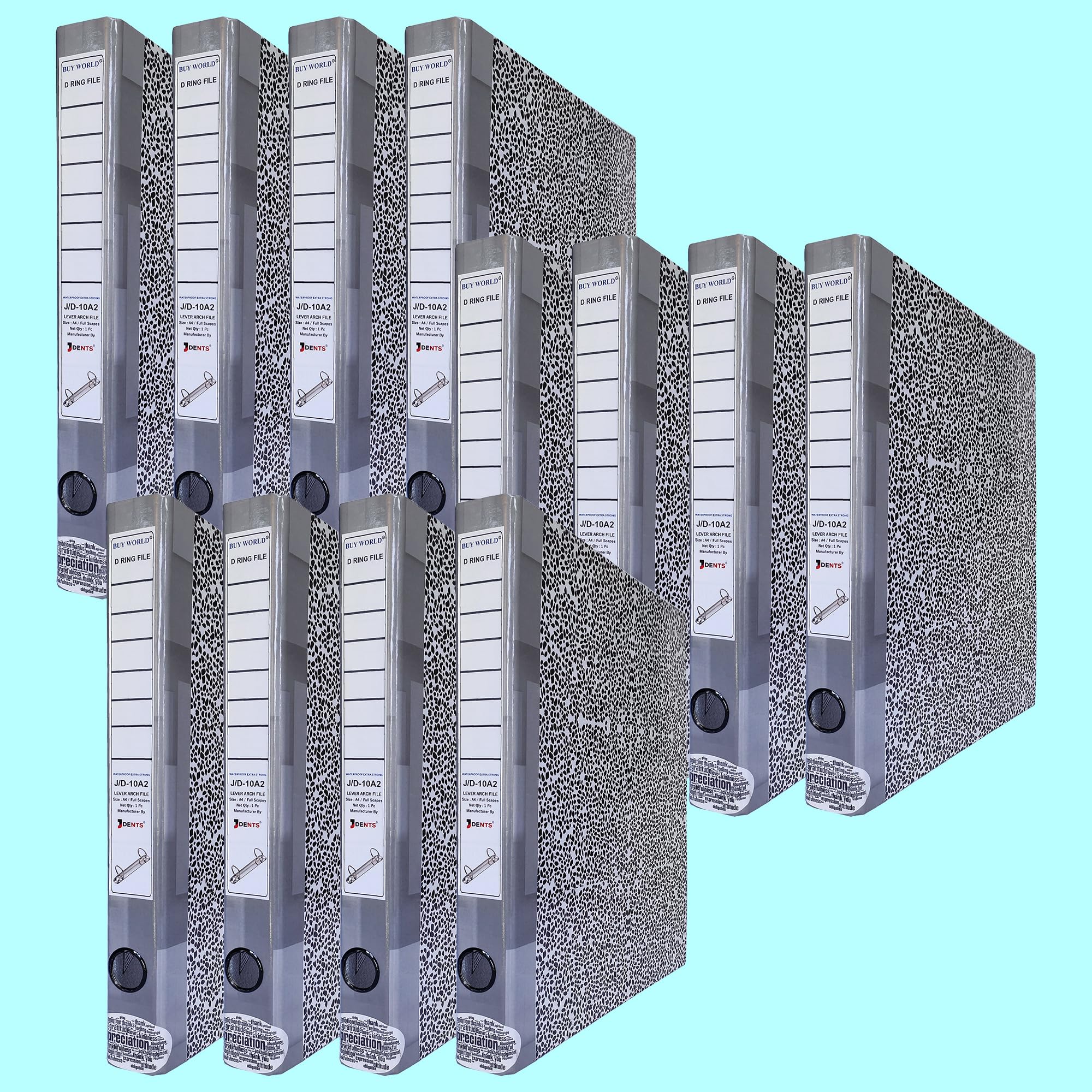 BuyWorld Cardboard Office D-Ring Binders File Folder(Dot Grey) Binder File Certificate and Document Tough & Durable Ring Binder Box Board, Best for A4, Legal, Letter Size (Pack of - 12)