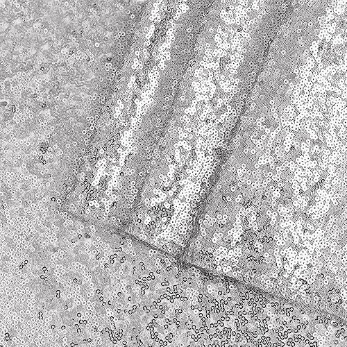 Miniatura 4 de OQSQ - Mantel redondo de lentejuelas plateadas, mantel con purpurina para decoraciones de despedida de soltera, cumpleaños, bodas, postres,