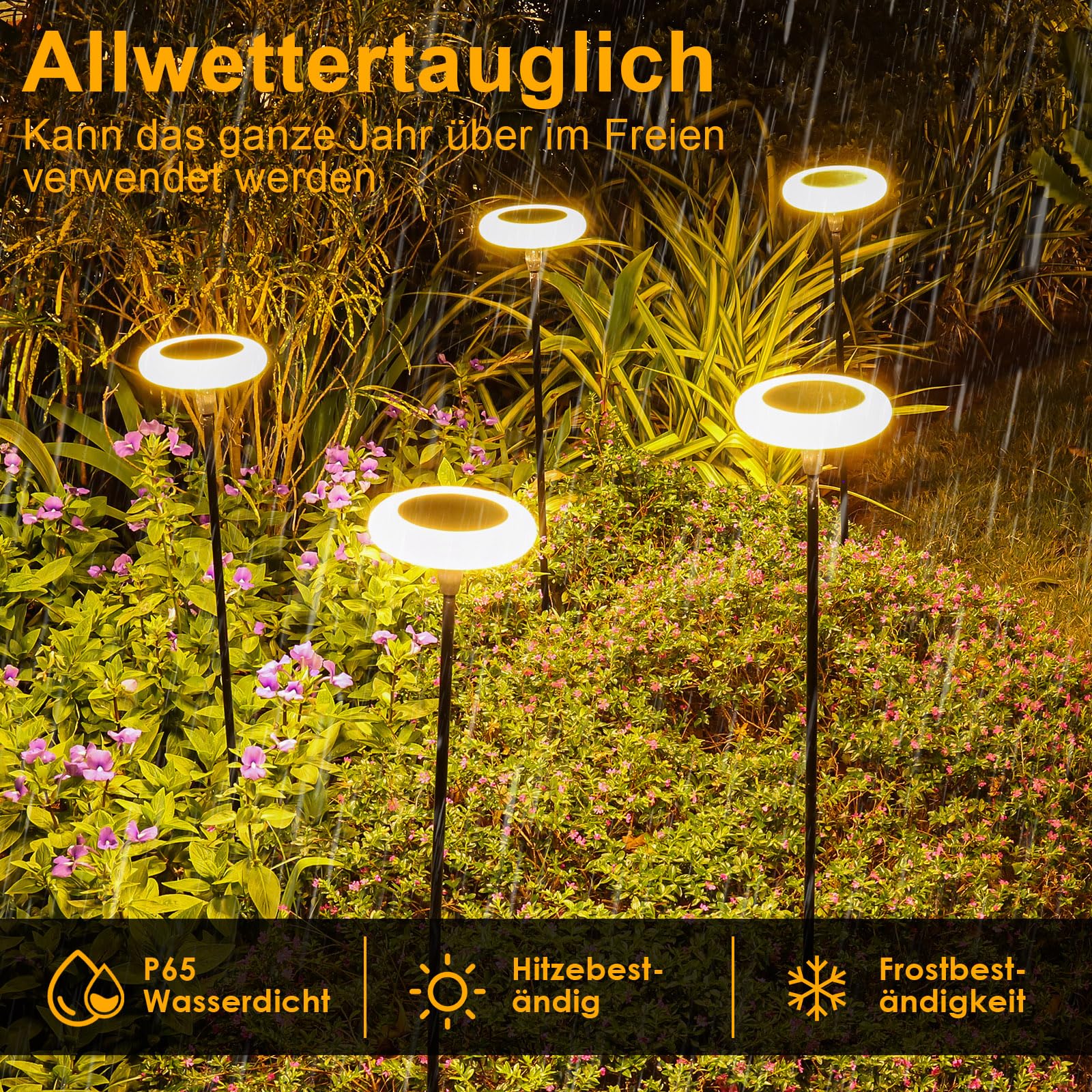 4 Stück Solarlampen für Außen Garten Solar Gartenleuchten Warmweiß Solarleuchten für Außen Super Hell Solar Solarlampen mit 36 Lumen IP65 Wasserdicht für Gartendeko Terrasse Rasen Outdoor