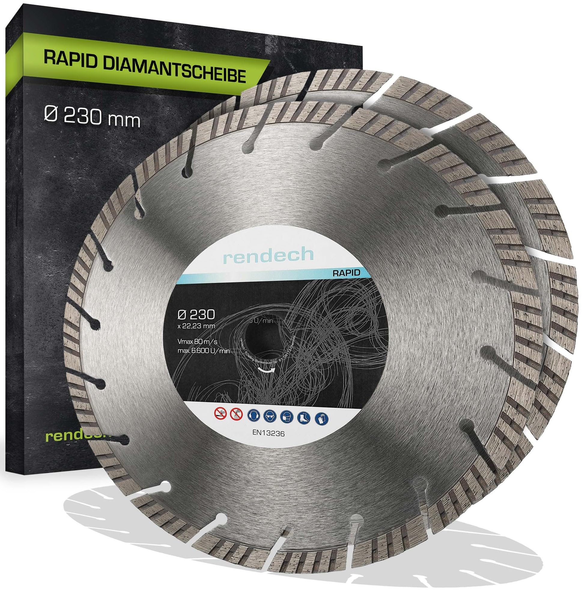 Turbo Diamanttrennscheibe 125 230 für Beton, Granit, Stein uvm. Diamantscheibe 230 125