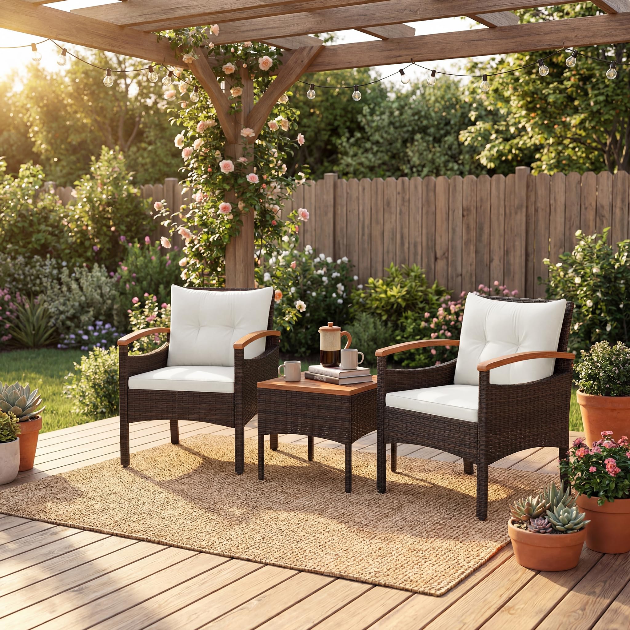 2-delige Loungeset | Tuinset | Tuinmeubelset | Zitset met crèmekleurige kussens teakhout 2-delige Loungeset | Tuinset | Tuinmeubelset | Zitset met crèmekleurige kussens teakhout