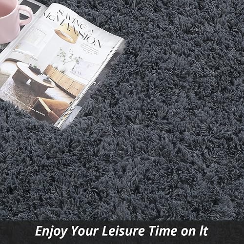 Miniatura 45 de HOMBYS Alfombra lanuda de 9 x 12 pies, alfombra de felpa ultra mullida de piel sintética grande para sala de estar, dormitorio, alfombra mullida