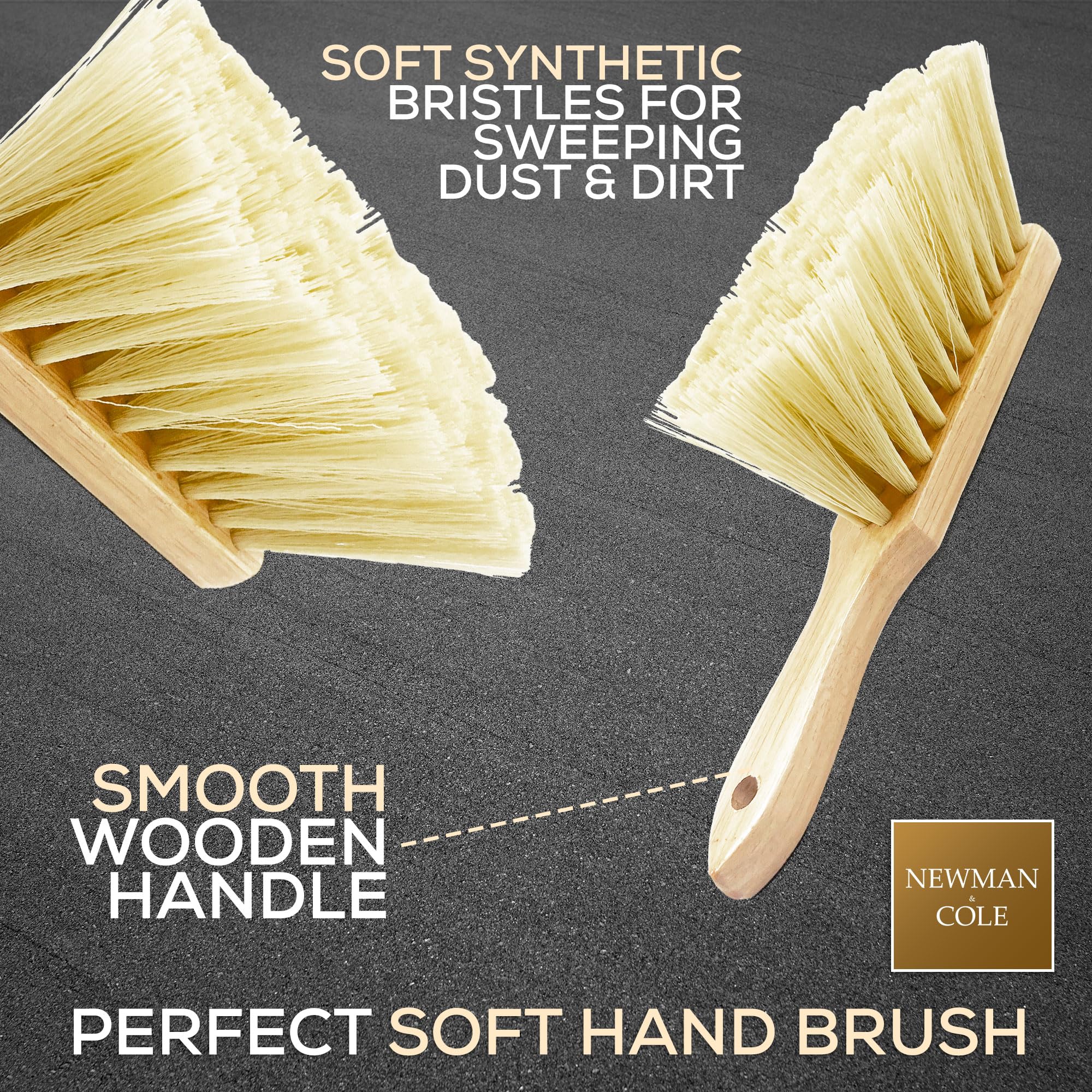 Newman and Cole Cepillo de Mano de Madera Natural Con Cerdas Duras o Suaves - Naturales o Sintéticas