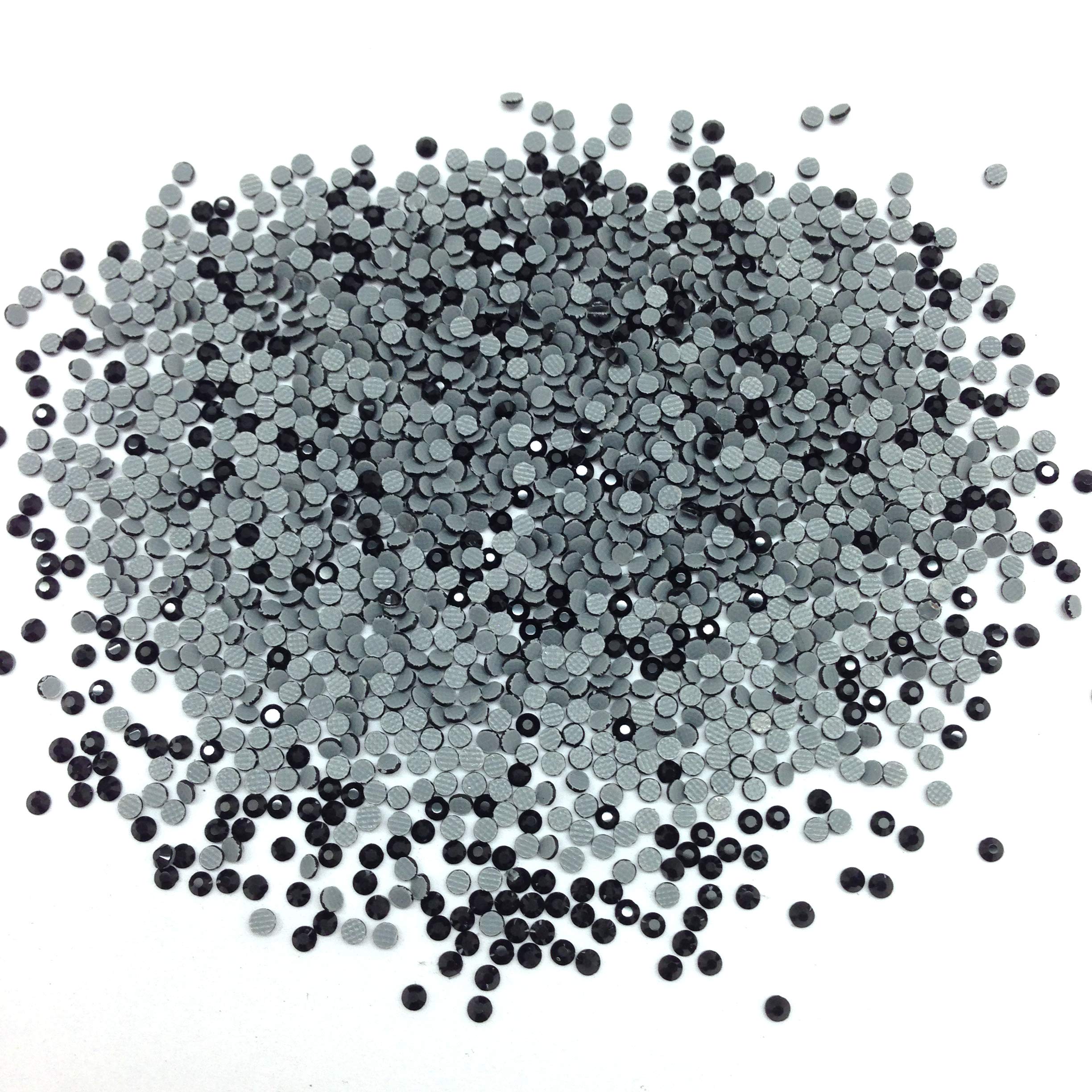 PEPPERLONELY Flat Back & Faceted Glass Hot Fix Rhinestones (SS6 (1.9mm) 1440 pcs, Black)