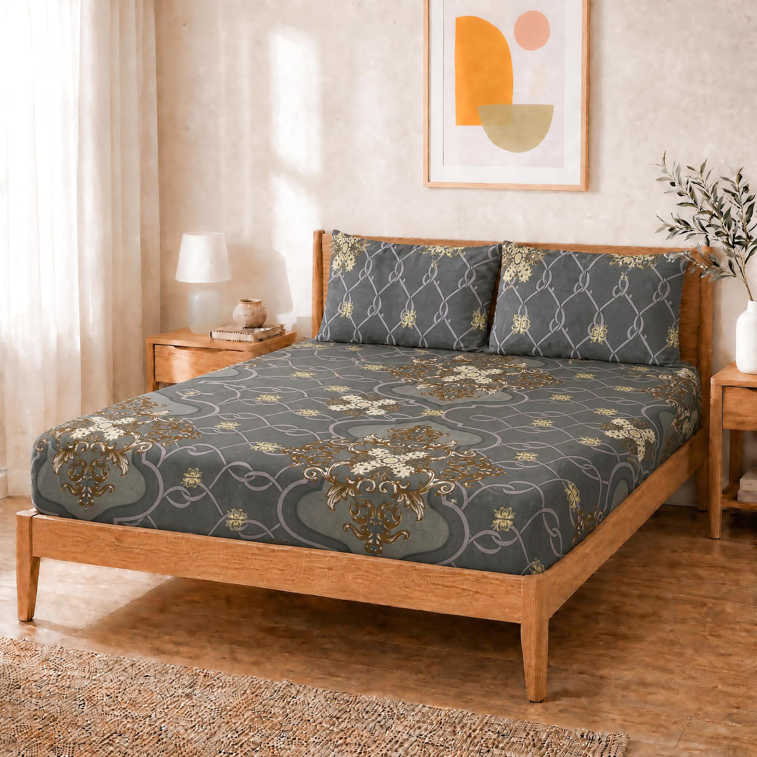 Salt Earth Queen Fitted Sheet - Cotton Feel & Deep Pocket -18