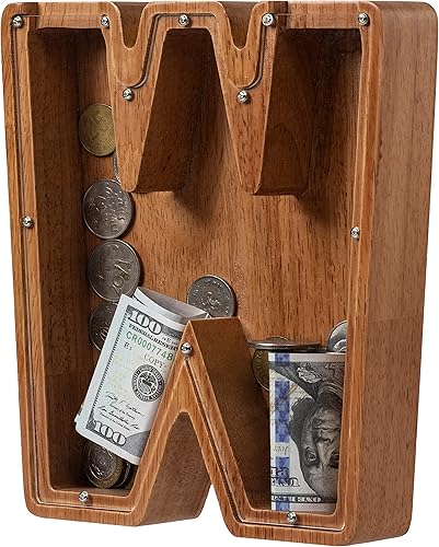 Vista 139 de Alcancía para niños y niñas, alcancía de madera con letra grande del alfabeto con inicial C, banco de monedas, regalos divertidos para cumpleaños
