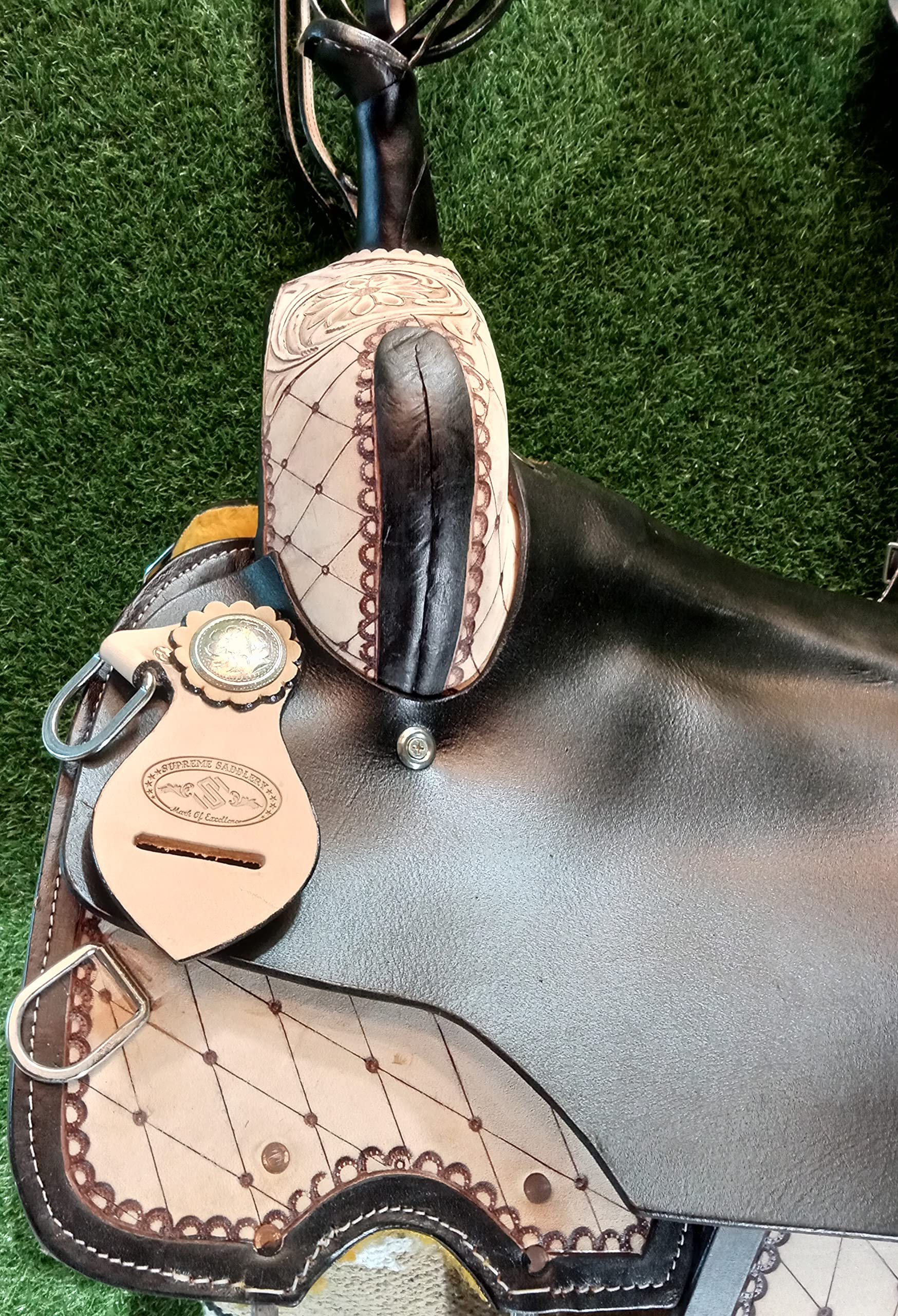 Saddlery dla koni IMPEX młodzież dziecko brodzik widelec najwyższej jakości skóra zachodnia lina ranczo praca rolki do sprzątania są dołączone kucyk dzieci miniaturowe siodełko konia, rozmiar 25 cm do 30 cm siedzenie. (11)