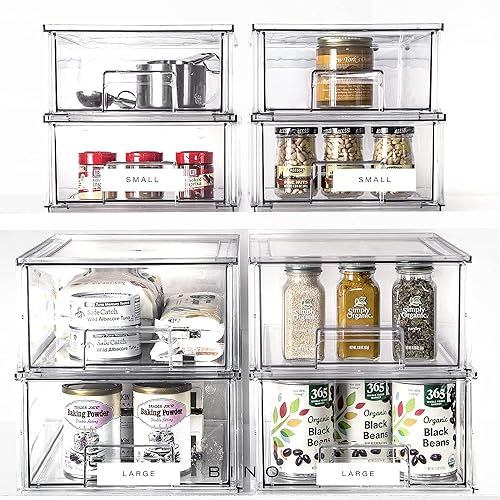 Miniatura 8 de BINO Cajones de almacenamiento apilables, pequeños - transparentes  The Crate Collection  Contenedores de almacenamiento con cajones organizadores