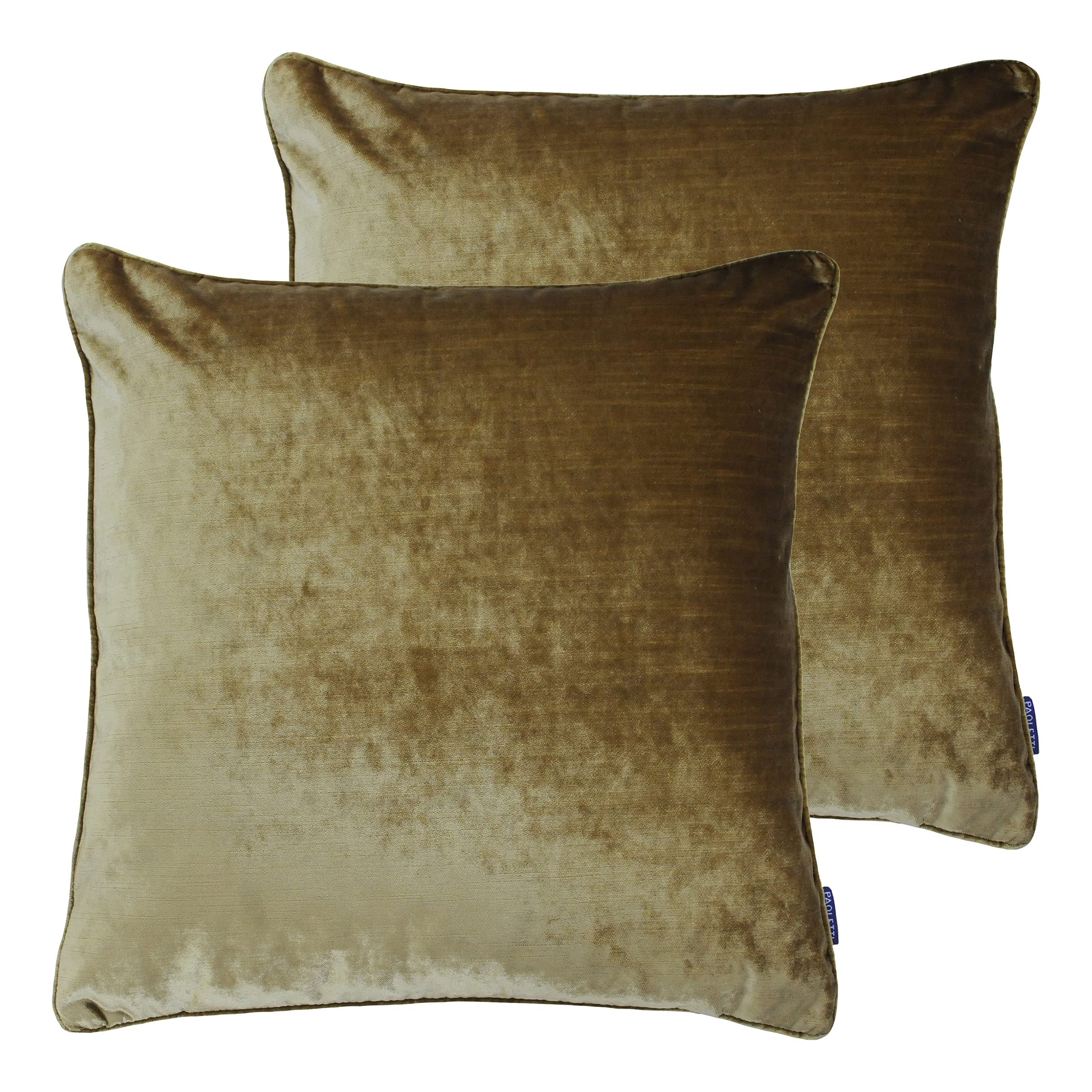 Paoletti Luxe Velvet Filled Cushion Twin Pack - Gold - 55x55cm - Polyester