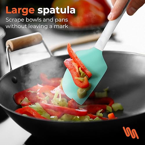 Miniatura 5 de M KITCHEN - Juego de espátulas de silicona, resistentes al calor y sin BPA, 4 espátulas de goma antiadherentes, cuchara, raspador de tarros para