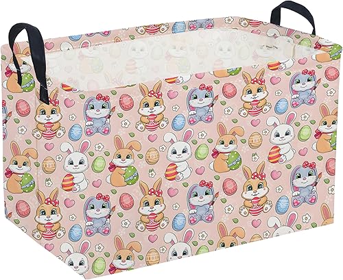 Vista 47 de Cestas de almacenamiento rectangulares para niños, organizador de cestas para bebés. Cesta linda con revestimiento impermeable de PE y asas. Cute