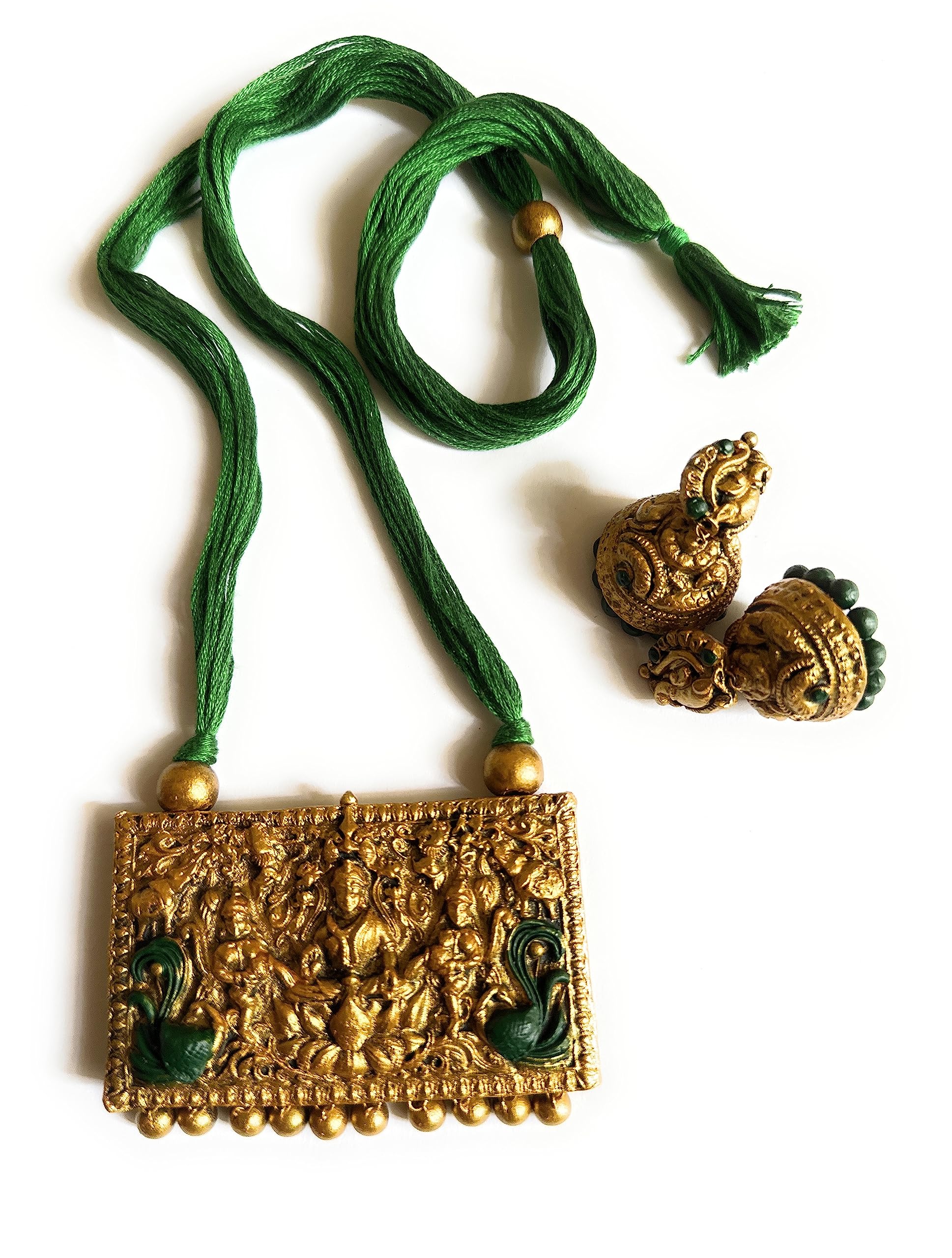 Sanaas Terracotta Jewellery Women Lakshmi Rope Set Bottle Green Red With Gold Colour Terracotta (B0B9KVJ7CC) Amazon Price History, Amazon Price Tracker