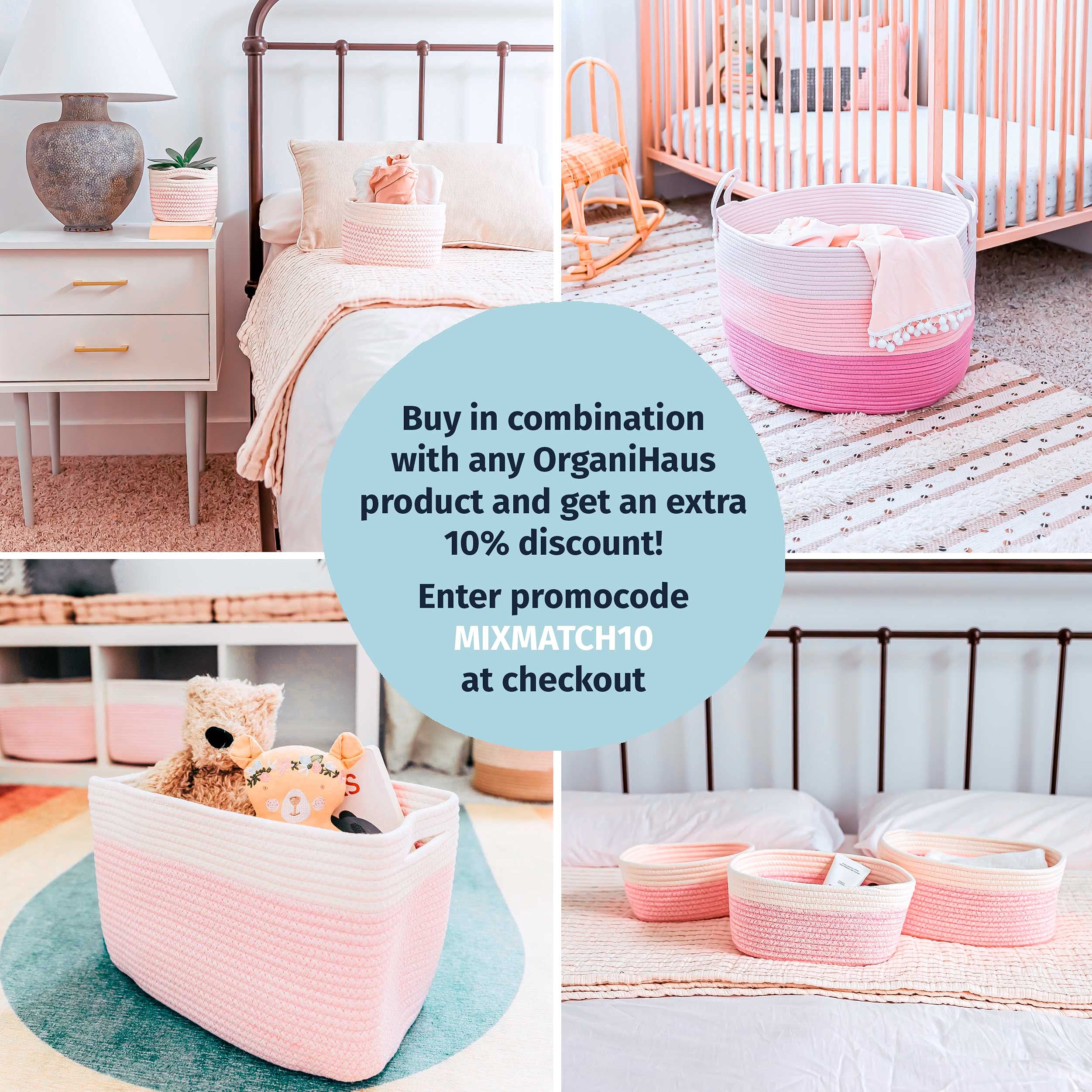 OrganiHaus Rope Diaper Caddy Basket & Baby Changing Basket Diaper Caddy Organizer Nursery