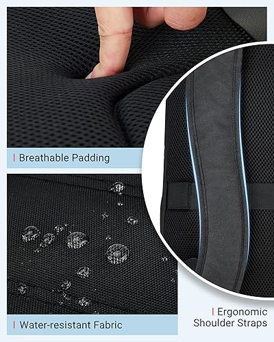 Miniatura 7 de LIGHT FLIGHT Mochila de viaje para laptop para hombre, resistente al agua, para portátil de 17.3 pulgadas con orificio de carga USB, mochila grande