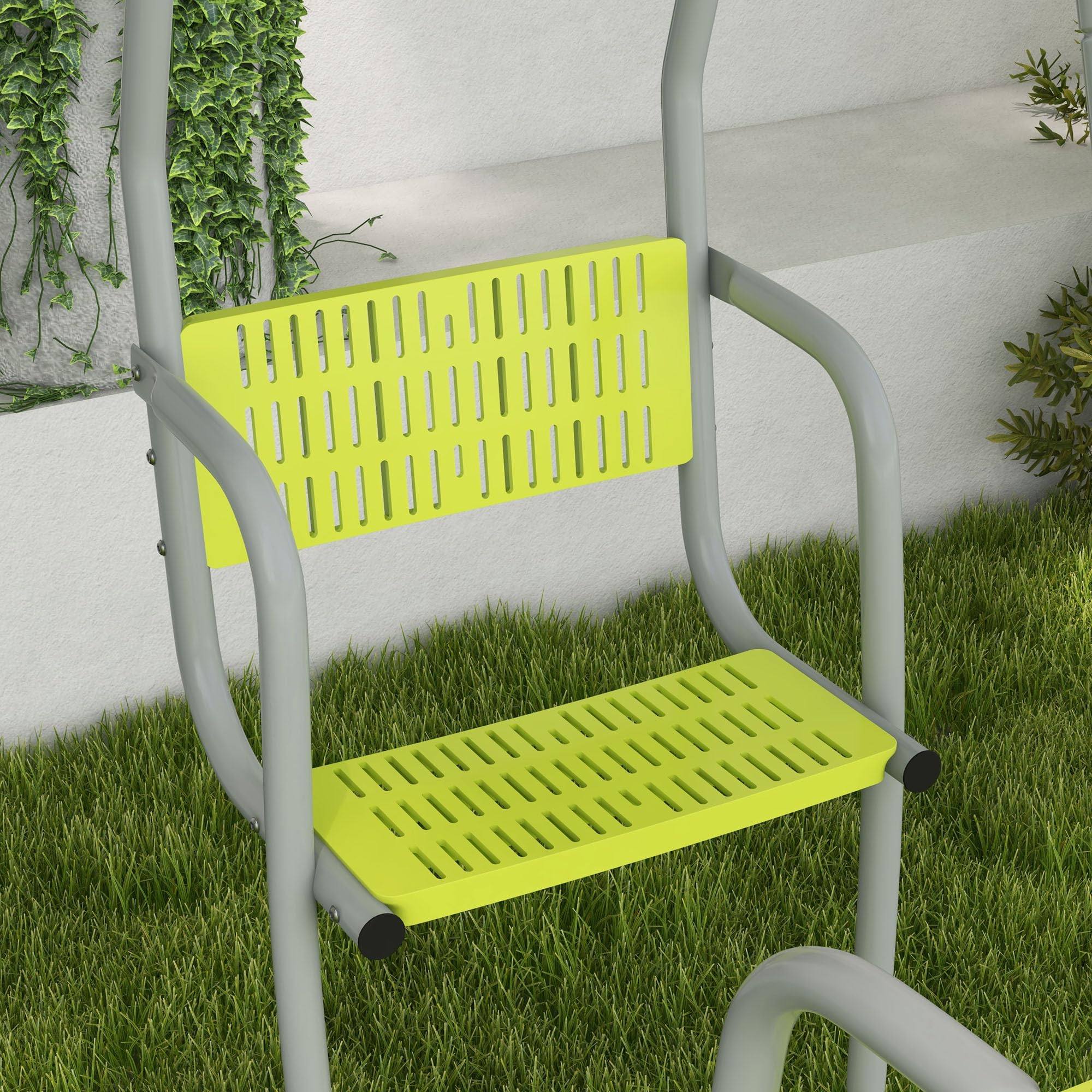 Outsunny Altalena per bambini 3 in 1 con 1 faccia a faccia e 3 set, telaio in metallo, portata massima 225 kg, area giochi all'aperto, verde