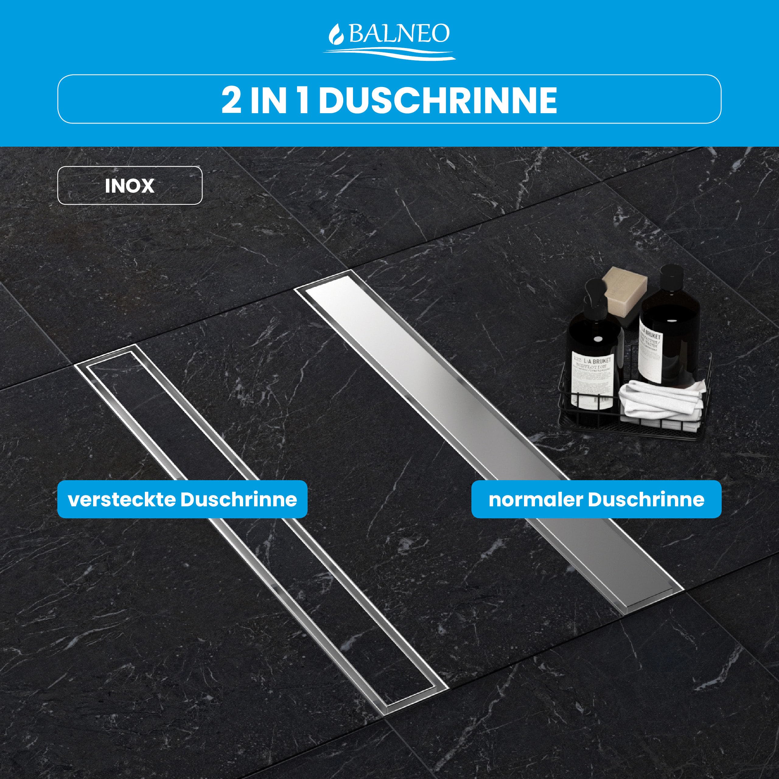 Duschrinne Balneo Duplex Next 30 cm, 2-in-1