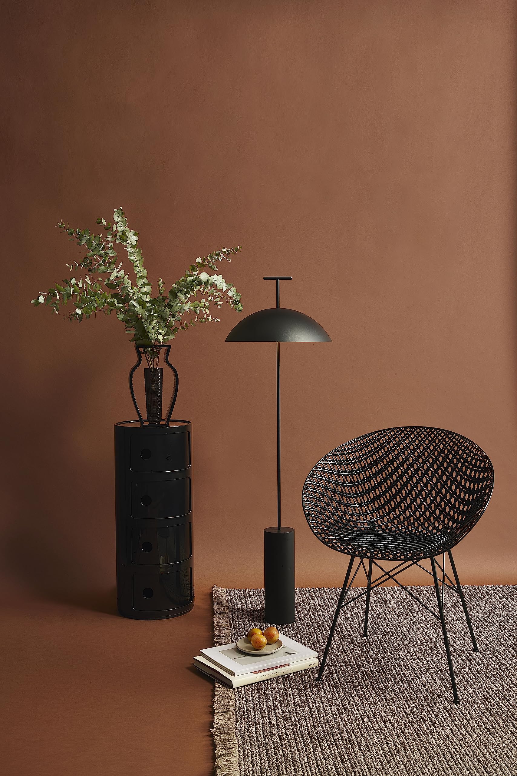 Kartell Componibili Contenitore 4 Elementi, Base Tonda, ABS, Nero, 32 x 32 x 77 cm