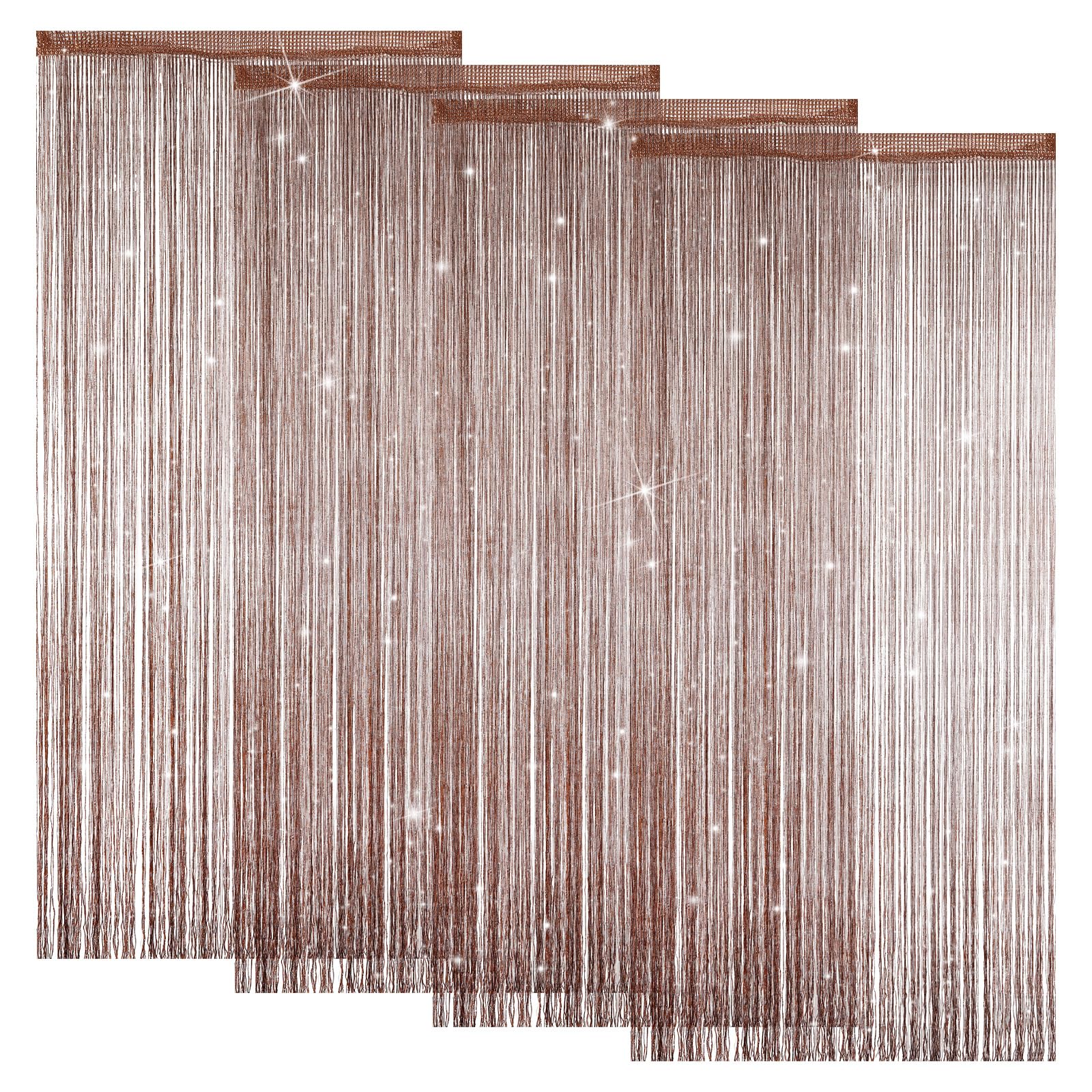 LITLANDSTAR 4 Pack String Door Curtains, 100 x 200cm String Curtain Panel Glitter String Doorways Divider Door Screens for Living Room Bedroom Party Decorations, Coffee — image 1