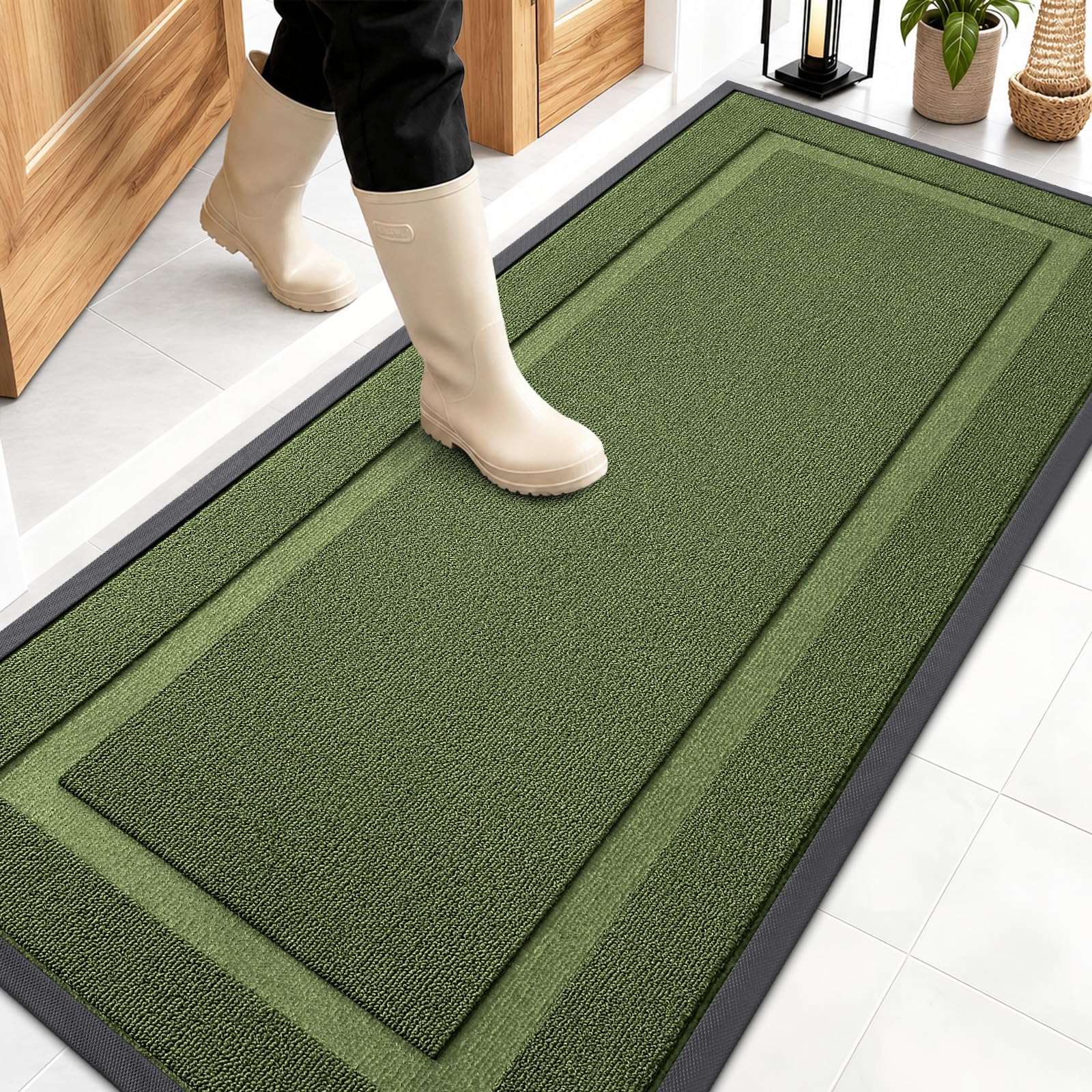 OLANLY Front Door Mat Outside 59x23, All-Season Heavy-Duty Rubber Doormat
