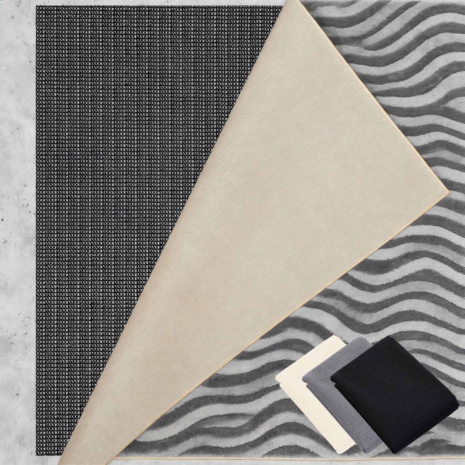 Base antideslizante alfombra 135x280 cm de PVC negro lavable y cortable para suelos