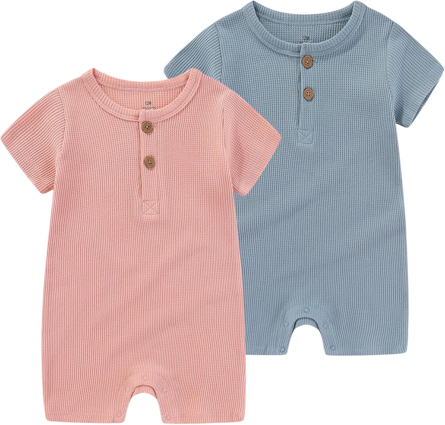 MAMIMAKA Baby Bodysuits Solid Romper One-Piece Newborn Clothes 2 Pack Baby Shower Gifts