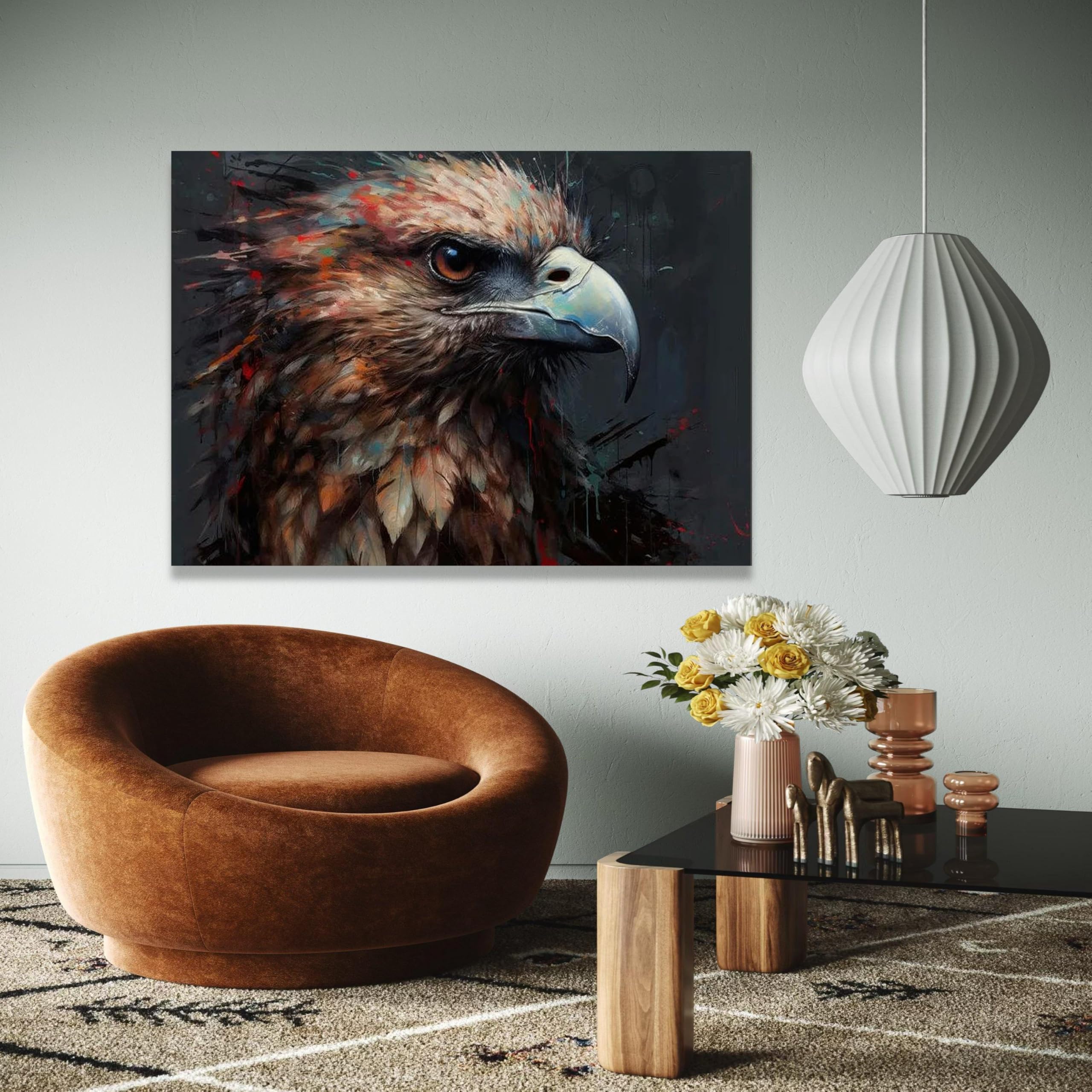 Xbtykpb Frameless Majestic Eagle Portrait Canvas Wall Art, Bird Painting, Wildlife Nature Decor, Feather Detail Painting, Home Decor Print(50X70cm/Frameless)