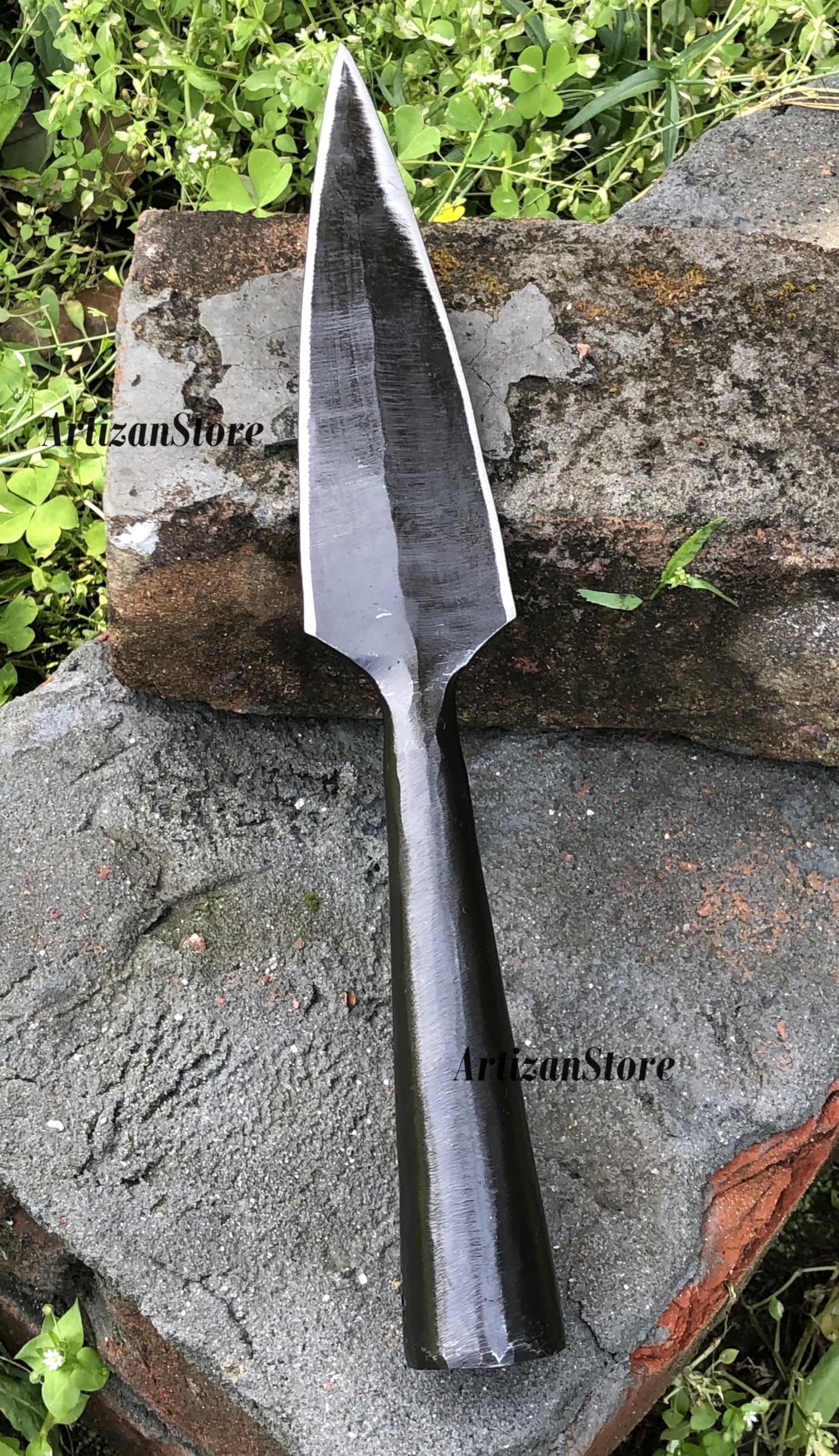 Replica medievale funzionale Viking Age Spearhead, forgiata a mano in ferro, testa di lancia affilata forgiata a mano saga vichinga testa di lancia