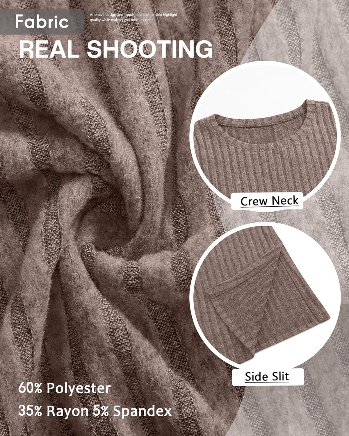 Ficerd 3 Pack Women's Maternity Shirts, Ribbed Long Sleeve Pregnancy Sweaters Crew Neck Slit Side Knit Pregnant Tunic Tee Top - Image 5