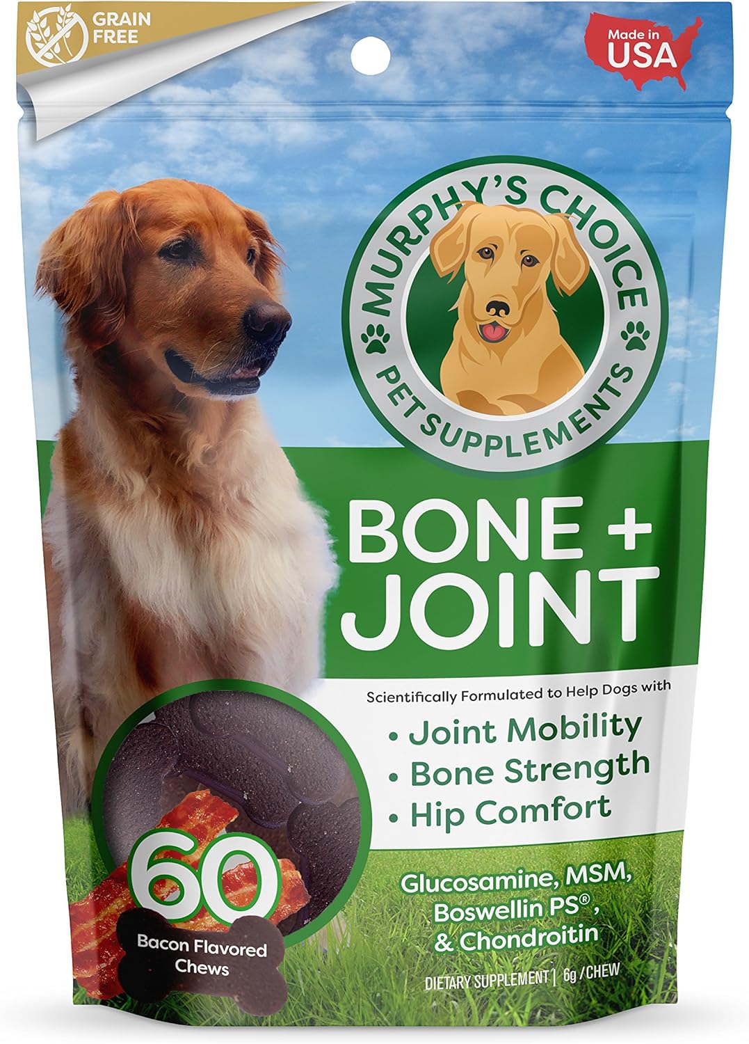 Murphy's Choice Bone + Joint Dog Chews Glucosamine for Dogs Also Contains