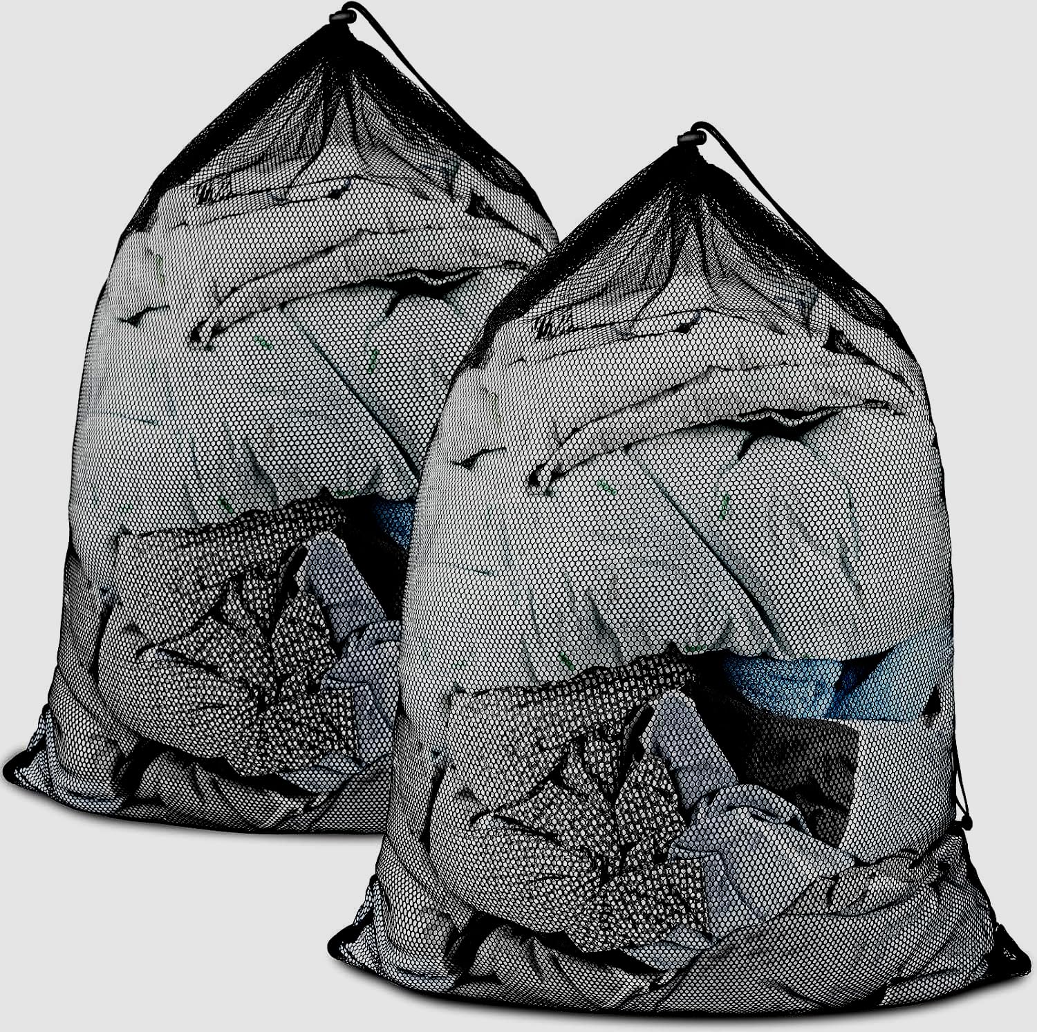 2 Pack Large Mesh Laundry Bags, 24" x 36" Heavy Duty Strong Drawstring Dirty Clothes Bags with Soft Breathable Net, Machine Washable Laundry Bag for