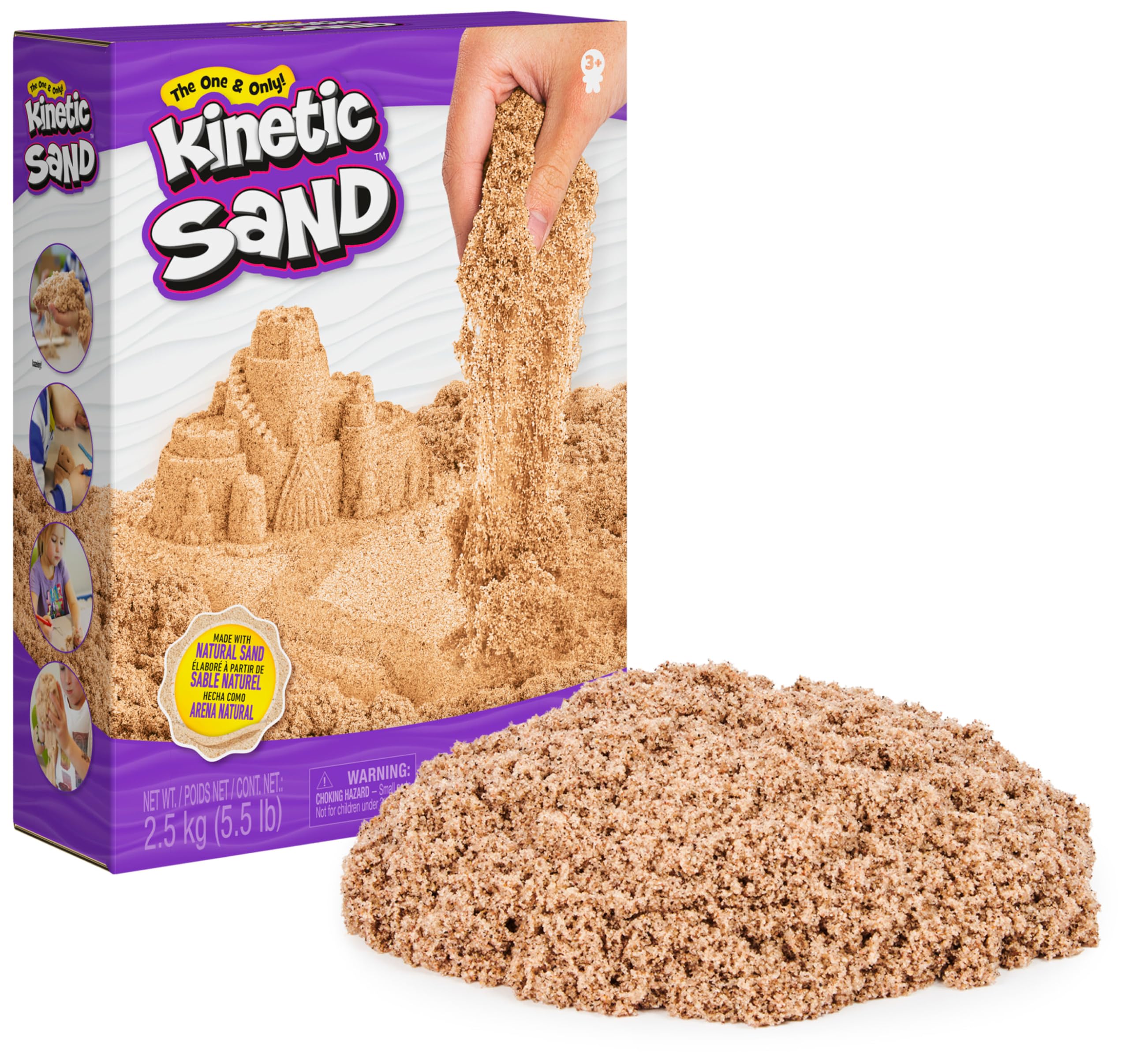 Kinetic Sand 2,5 kg - original magischer Sand aus Schweden, naturbraun, bekannt aus Kindergärten, für kreatives Indoor-Sandspiel, für Kinder ab 3 Jahren