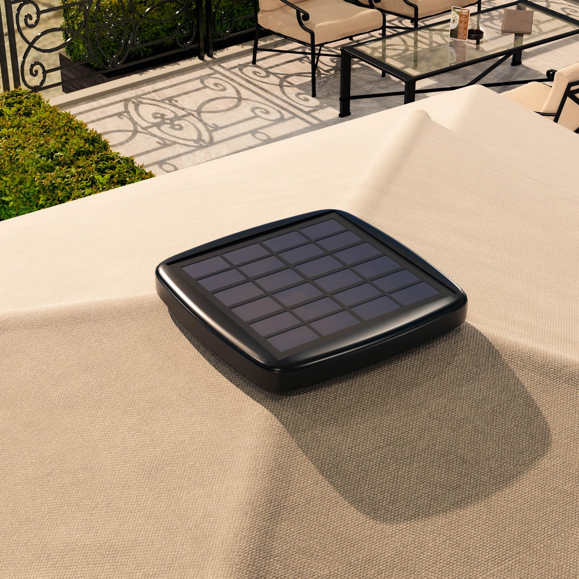 SUN PIETRO | Sonnenschirm | Quadratisch | B:T 300 x 300 cm | Taupe | LED | +Ständer & Hülle | Gartenschirm, Ampelschirm, Balkonschirm