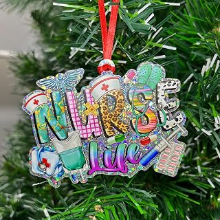 Nurse Life Christmas Ornaments 2024, Nursing Gifts for Nurses, Appreciation Gift Ideas, Tree Decoration Medical Physician Assistant Gifts Uniform with Stethoscope & Prescription Keepsake Blue