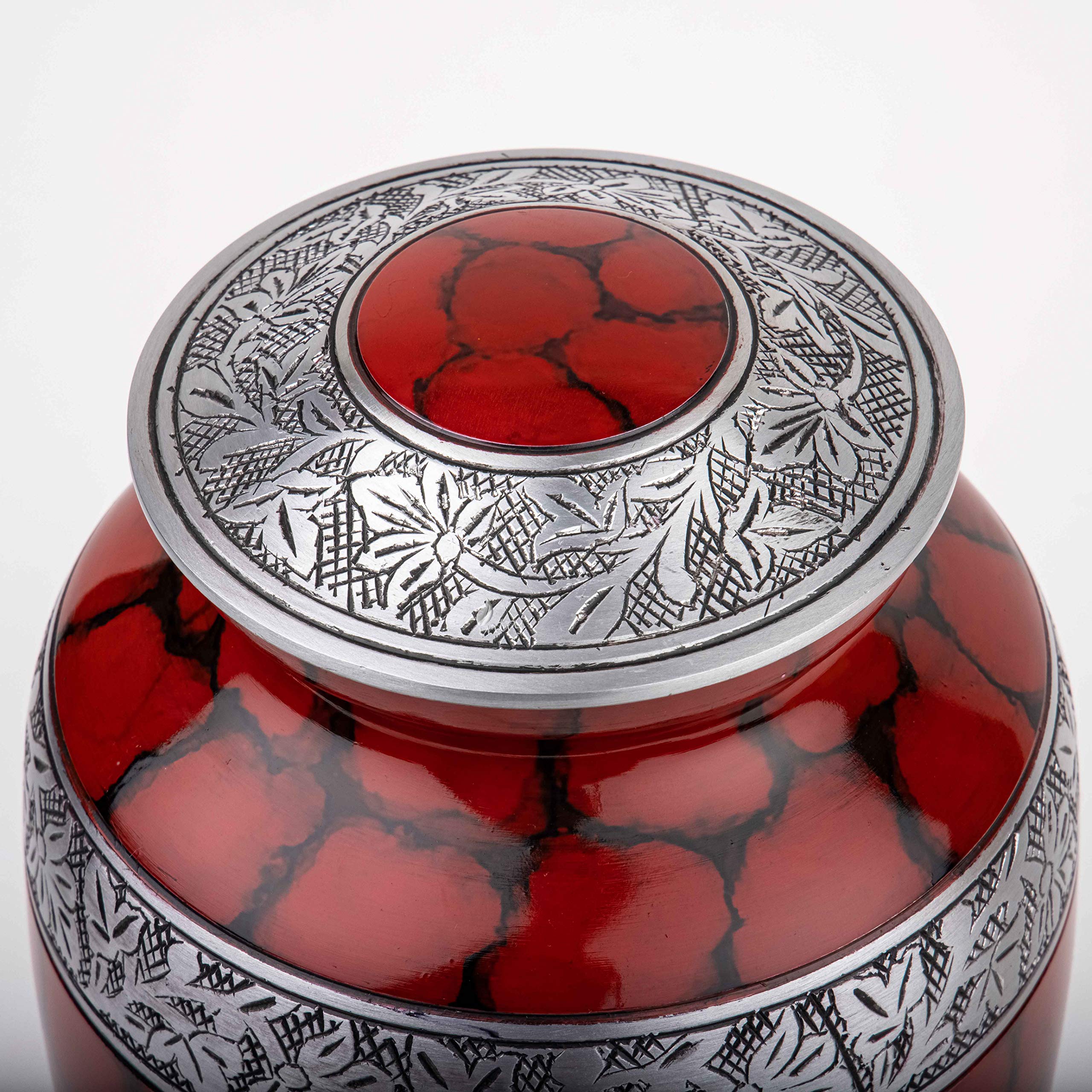Urna funeraria per ceneri umane, urna funebre per adulti, realizzata a mano, a prezzi accessibili, grande urna per ceneri (Classic Royal Wings rosso, adulto)