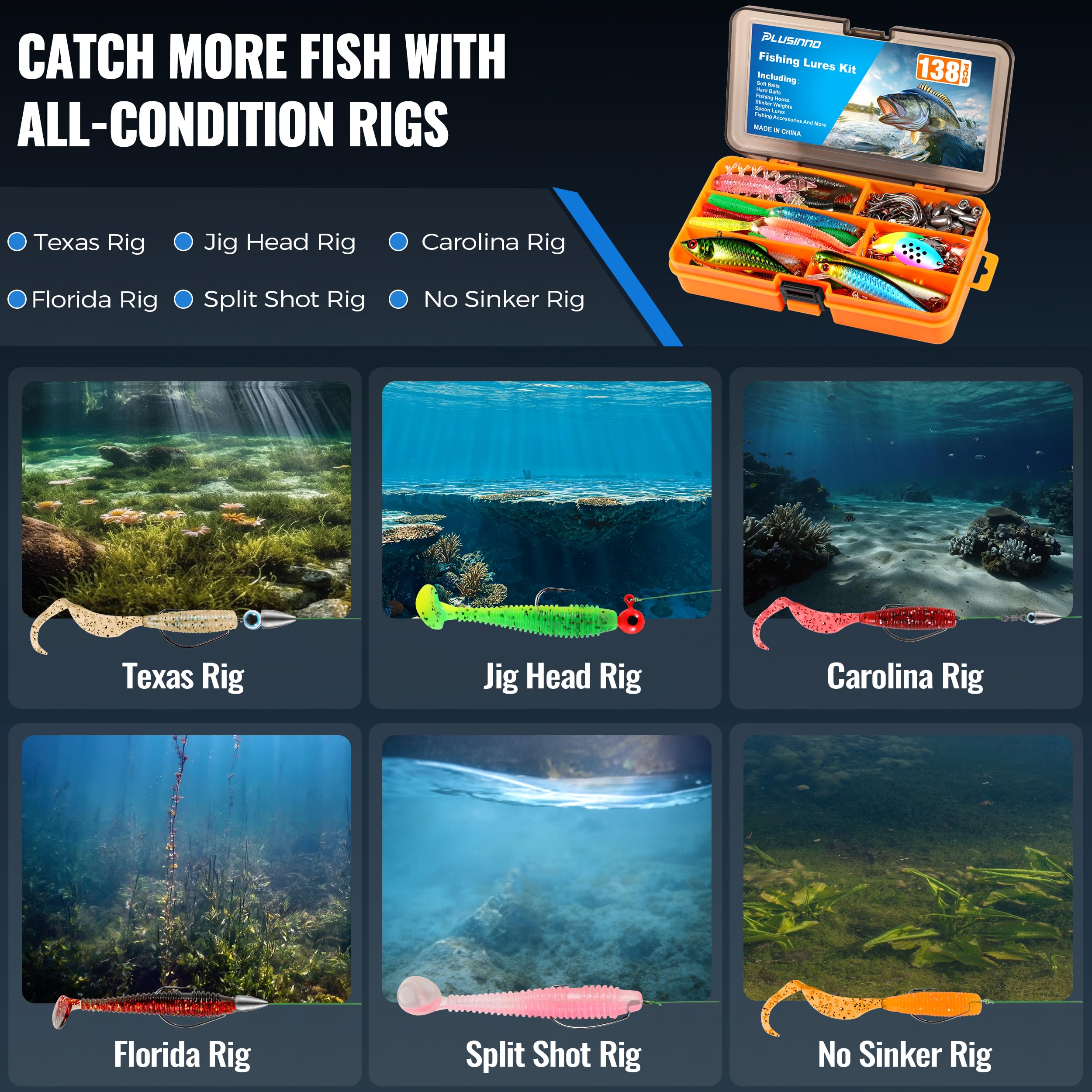 PLUSINNO Angelrute und Rolle Combo mit Teleskop-Angelrute, tragbares Reise-Angelruten-Set mit Tackle Box Tragetasche & Anleitungen, Angelausrüstungs-Werkzeug-Set für Süßwasser, Angelgeschenke für