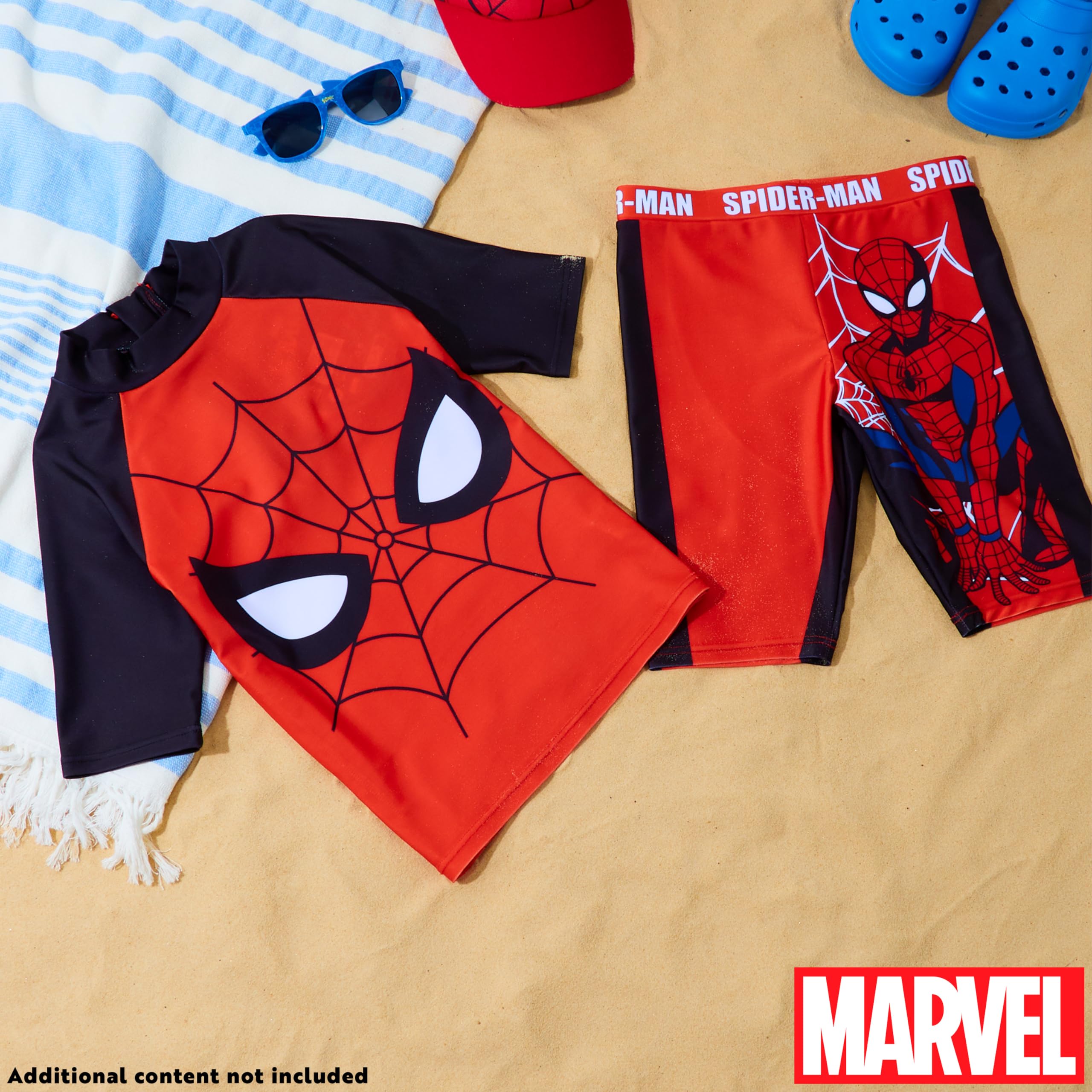 Marvel Spiderman Badeanzug Kinder, Zweiteiliger Schwimmanzug mit Oberteil & Badehose Jungen