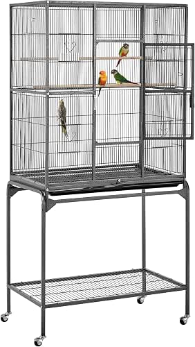 Yaheetech 63-Inch Wrought Iron Rolling Large Bird Cage for African