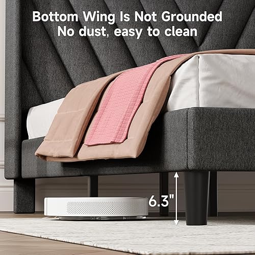 Miniatura 7 de Base de cama tamaño King, plataforma tapizada ajustable con puertos tipo C y USB, cabecera de almacenamiento con respaldo de ala, soporte de