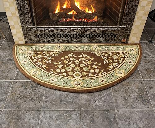 Miniatura 8 de Alfombra de lana oriental beige para hogar, media redonda