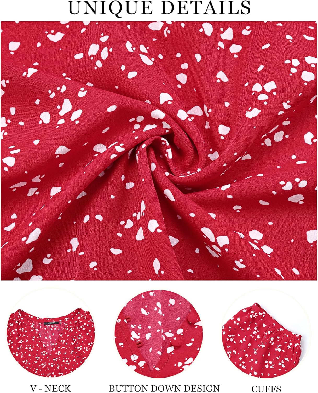 VALOLIA Women's 3/4 Sleeve Blouses Button Down Shirt Business V Neck Casual Clothing Blouses Dressy Casual Chiffon Tops - Image 6