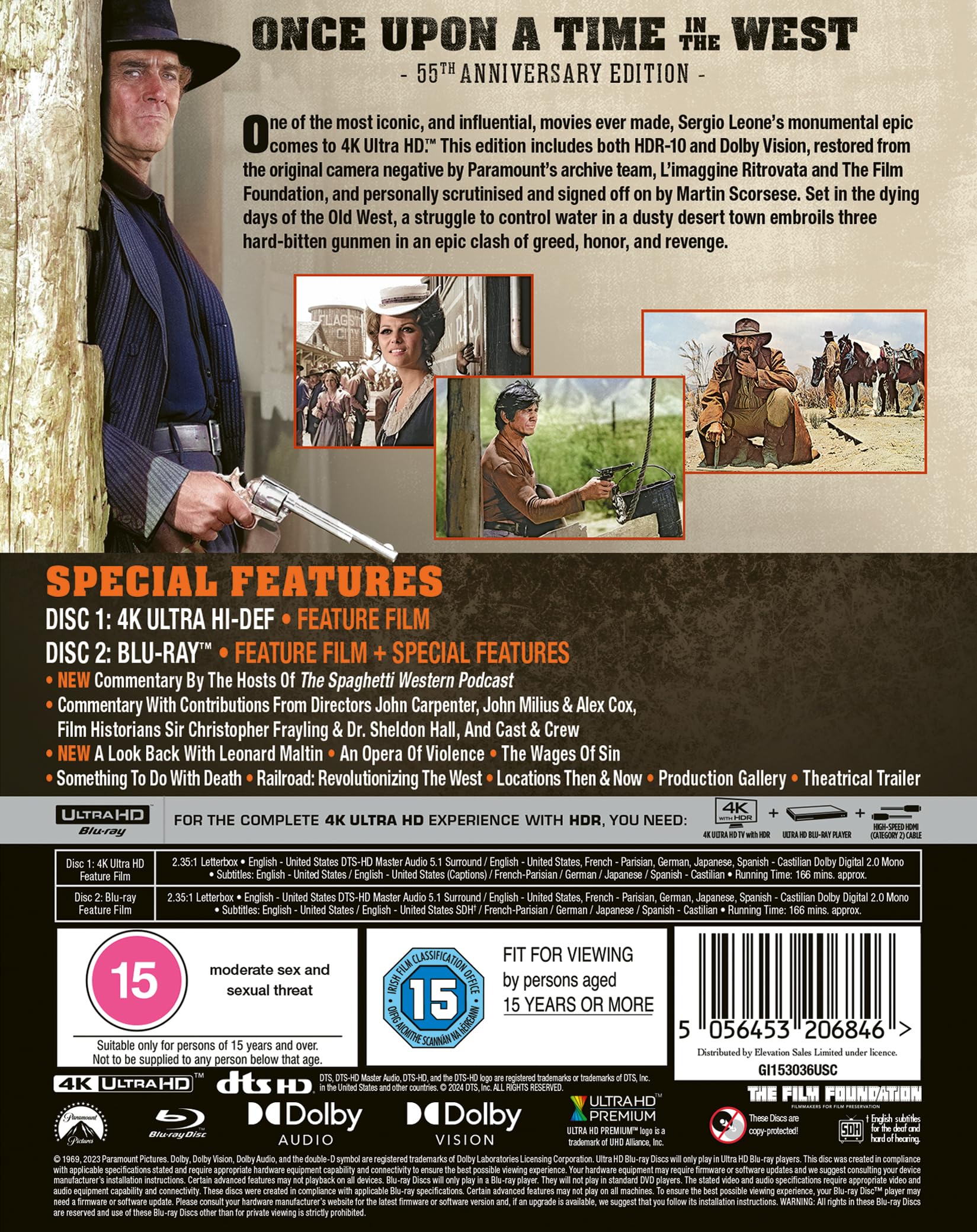 Once Upon a Time in the West 55th Anniversary 4K UHD Collector's Edition [Blu-ray] [Region A & B & C]
