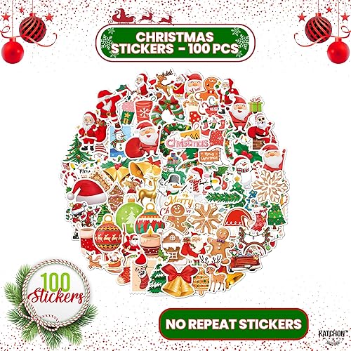 Miniatura 2 de KatchOn, Calcomanías de Navidad para niños, 100 piezas, calcomanías de vinilo de Navidad para niños, calcomanías de Navidad para manualidades,