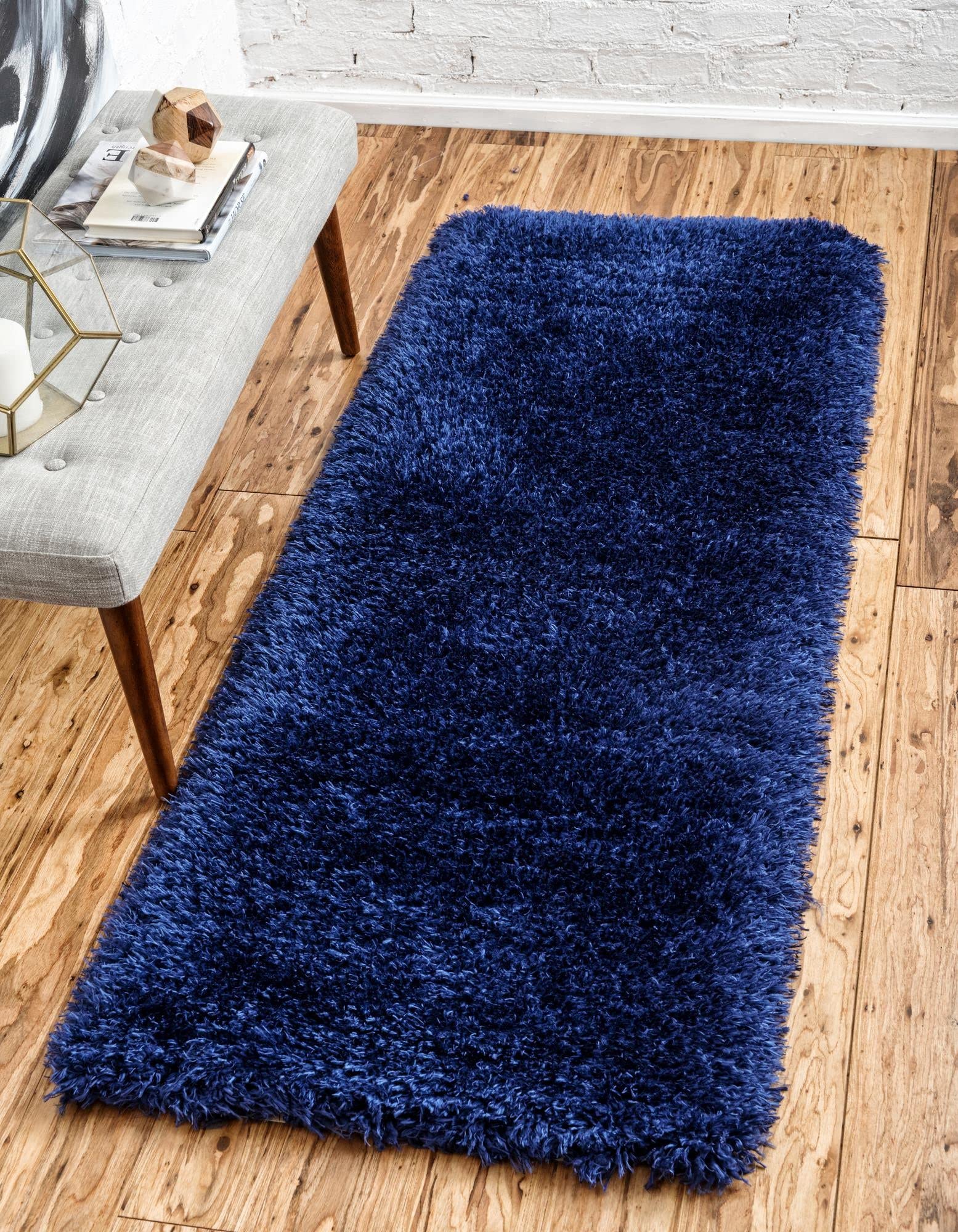 AROMICK Modern Polyester Anti Slip Shaggy Fluffy Rug and Carpet for Living Room, Bedroom & Dining Room (2 x 6 Feet, Blue) (B0CTD1BKT9) Amazon Price History, Amazon Price Tracker