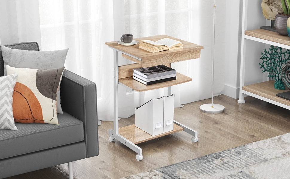 Bureau Informatique Yaheetech 140x60x75cm - Support Moteur Intégré - Brun Rustique